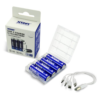 Akumulator Xtar R6 / AA 1,5V Li-ion 3000mAh z zabezpieczeniem z portem USB-C - 4 sztuki Akumulator Xtar R6 / AA 1,5V Li-ion 3000mAh z zabezpieczeniem z portem USB-C - 4 sztuki