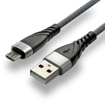 Kabel przewód pleciony USB - micro USB everActive CBB-1MG 100cm z obsługą szybkiego ładowania do 2,4A szary