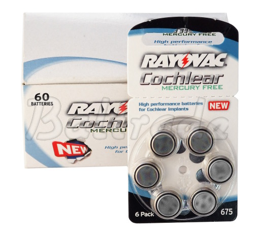 60 x bateria cynkowo-powietrzna Rayovac 675 Cochlear (Mercury Free)