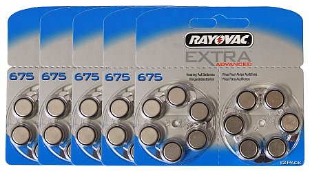 60 x bateria cynkowo-powietrzna Rayovac Extra Advanced 675  (podwójny blister)