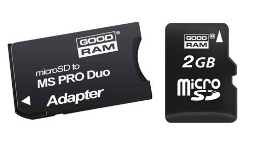 Zestaw Goodram microSD 2GB + adapter Memory Stick PRO Duo