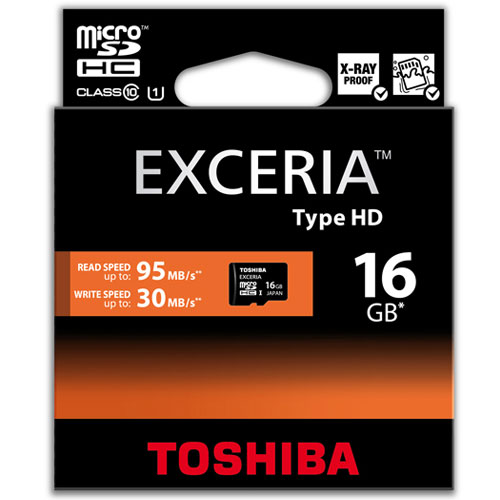 karta pamięci Toshiba microSDHC 16GB Exceria Type HD ( 30 / 95 MB/s ) class 10 UHS-I