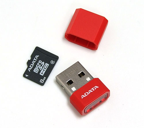 A-DATA microSDHC 8GB class 6 + mini czytnik V3 czerwony