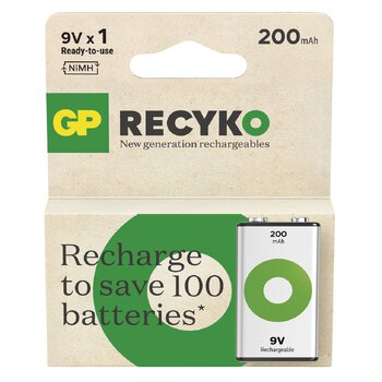 1 x akumulatorek 6F22 / 9V Ni-MH GP ReCyko 200mAh 1 x akumulatorek 6F22 / 9V Ni-MH GP ReCyko 200mAh