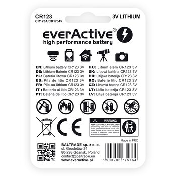 1 x bateria foto litowa everActive CR123 1 x bateria foto litowa everActive CR123