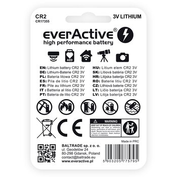 1 x bateria foto litowa everActive CR2 1 x bateria foto litowa everActive CR2