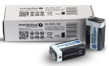 baterie alkaliczne everActive Pro 6LR61 / 6LF22 9V (kartonik/folia) - 10 sztuk