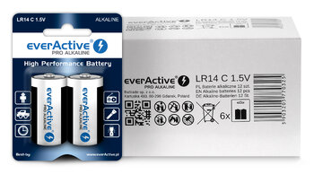 Baterie alkaliczne everActive Pro LR14 / C (kartonik) - 12 sztuk