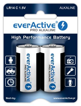 Baterie alkaliczne everActive Pro LR14 / C (kartonik) - 12 sztuk