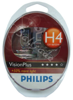 2x Philips H4 VisionPlus +50% światła