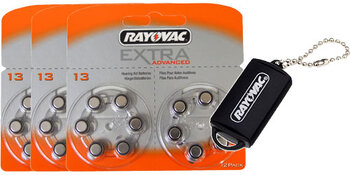 36 x baterie do aparatów słuchowych Rayovac Extra Advanced 13 + pojemnik na baterie