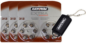 36 x baterie do aparatów słuchowych Rayovac Extra Advanced 312 + pojemnik na baterie