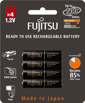 4 x akumulatorki Fujitsu BLACK HR-4UTHC R03/AAA 950mAh