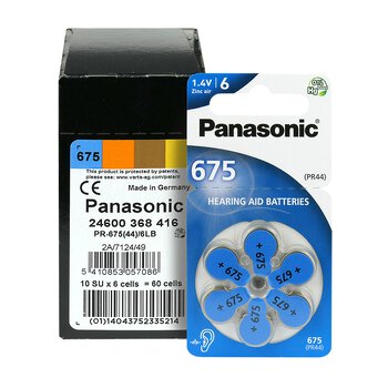 600 x baterie do aparatów słuchowych Panasonic 675 / PR675 / PR44
