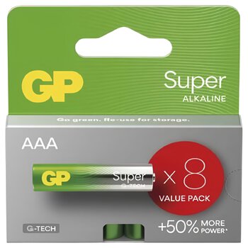 8 x bateria alkaliczna GP Super Alkaline G-TECH AAA / LR03 8 x bateria alkaliczna GP Super Alkaline G-TECH AAA / LR03