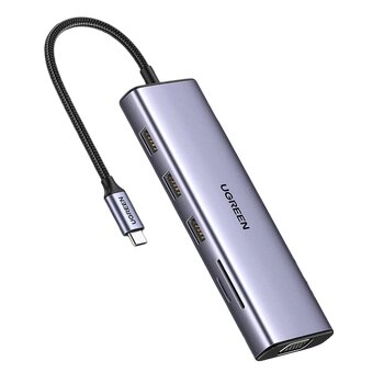 Adapter hub USB-C 10w1 Ugreen CM498 15601 3xUSB 3.0 + SD Card + TF Card + 1xUSB-C + 1xHDMI + 1xRJ-45 + 1xAUX 3.5mm + VGA Adapter hub USB-C 10w1 Ugreen CM498 15601 3xUSB 3.0 + SD Card + TF Card + 1xUSB-C + 1xHDMI + 1xRJ-45 + 1xAUX 3.5mm + VGA