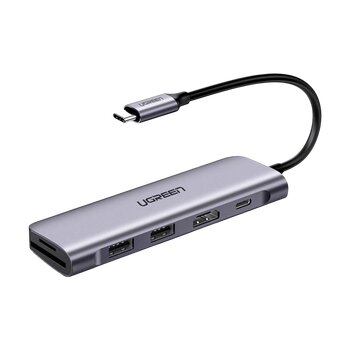 Adapter hub USB-C 6w1 Ugreen CM195 15214 2x USB 3.0 + HDMI + USB-C + czytnik kart SD i micro SD Adapter hub USB-C 6w1 Ugreen CM195 15214 2x USB 3.0 + HDMI + USB-C + czytnik kart SD i micro SD