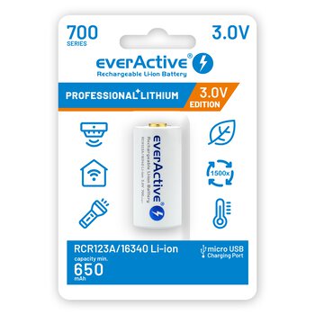 Akumulator everActive 16340 3V Li-ion 700mAh micro USB z zabezpieczeniem