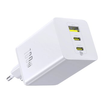 Baseus GaN EnerFill FE11 P10182102213-00 100W szybka ładowarka sieciowa z 2 gniazdami USB-C PD oraz USB Baseus GaN EnerFill FE11 P10182102213-00 100W szybka ładowarka sieciowa z 2 gniazdami USB-C PD oraz USB