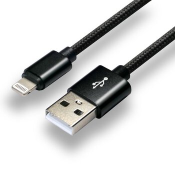 Kabel przewód pleciony USB - Lightning / iPhone everActive CBB-1.2IB 120cm z obsługą szybkiego ładowania do 2,4A czarny