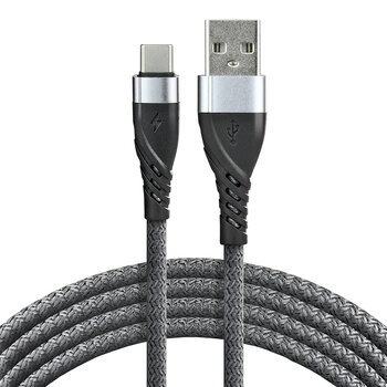 Kabel przewód pleciony USB - USB-C / Typ-C everActive CBB-1CG 100cm z obsługą szybkiego ładowania do 3A szary