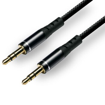 Kabel przewód silikonowy audio AUX wtyk - wtyk mini jack 3.5 mm stereo 100cm everActive CBS-1JB czarny
