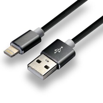 Kabel przewód silikonowy USB - Lightning / iPhone everActive CBS-1IB 100cm z obsługą szybkiego ładowania do 2,4A czarny