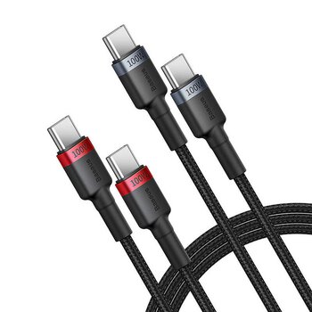 Kabel przewód USB-C PD 2.0 100cm Baseus Cafule P10318306003-00 5A z obsługą szybkiego ładowania 100W - 2 sztuki