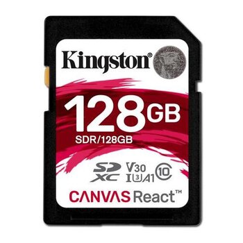 Karta pamięci Kingston Canvas React SDXC 128GB class 10 UHS-I U3 V30 A1 - 80/100MB/s