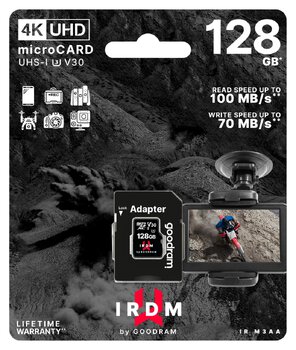 Karta pamięci microSD (microSDXC) GOODRAM 128GB IRDM M3AA V30 U3 + adapter SD Karta pamięci microSD (microSDXC) GOODRAM 128GB IRDM M3AA V30 U3 + adapter SD
