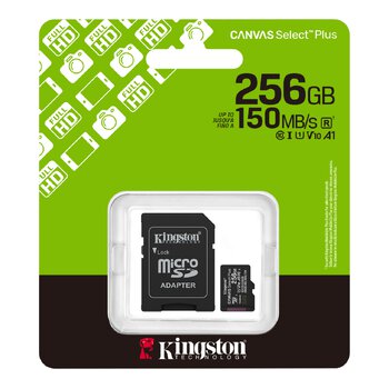 Karta pamięci microSD (microSDXC) Kingston 256GB Canvas Select Plus 150MB/s UHS-I U1 class 10 V10 A1 + adapter Karta pamięci microSD (microSDXC) Kingston 256GB Canvas Select Plus 150MB/s UHS-I U1 class 10 V10 A1 + adapter