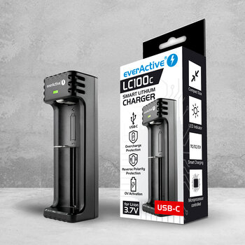 Ładowarka do akumulatorków cylindrycznych Li-ion everActive LC-100C USB-C Ładowarka do akumulatorków cylindrycznych Li-ion everActive LC-100C USB-C