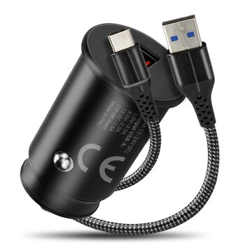 Ładowarka samochodowa everActive CC-15QC z gniazdem USB QC3.0 18W + kabel USB-C 1m Ładowarka samochodowa everActive CC-15QC z gniazdem USB QC3.0 18W + kabel USB-C 1m