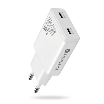 Ładowarka sieciowa everActive GaN SUPER SLIM SC-465Q z dwoma gniazdami USB-C PD 45W Ładowarka sieciowa everActive GaN SUPER SLIM SC-465Q z dwoma gniazdami USB-C PD 45W