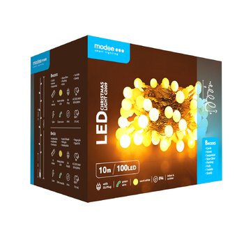 Lampki choinkowe kulki modee 10m WARM 100LED ML-C2009