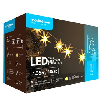 Lampki gwiazdki BAT modee 1,35m WARM 10LED ML-C3028 Lampki gwiazdki BAT modee 1,35m WARM 10LED ML-C3028