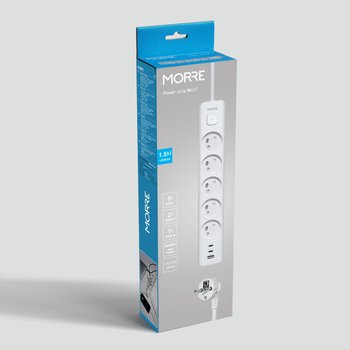 Listwa zasilająca MORRE M407 - 5 gniazd, USB-A 12W, 2xUSB-C 12W 1,5m Listwa zasilająca MORRE M407 - 5 gniazd, USB-A 12W, 2xUSB-C 12W 1,5m