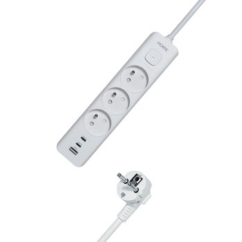Listwa zasilająca MORRE M405 – 3 gniazda, USB-A 12W, 2x USB-C 12W, 1,5 m Listwa zasilająca MORRE M405 – 3 gniazda, USB-A 12W, 2x USB-C 12W, 1,5 m