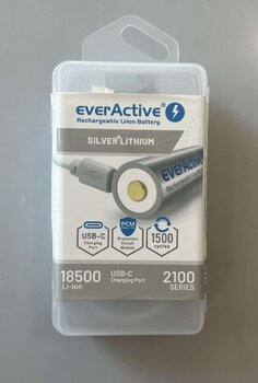 OUTLET Akumulator everActive 18500 3,7V Li-ion 2100mAh USB-C z zabezpieczeniem BOX