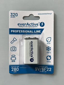 OUTLET akumulatorek everActive 6F22/9V Ni-MH 320 mAh ready to use