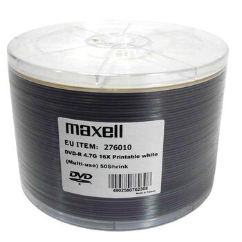 Płyty DVD-R 4,7GB 16X MAXELL PRINTABLE 276010 50 shrink Płyty DVD-R 4,7GB 16X MAXELL PRINTABLE 276010 50 shrink