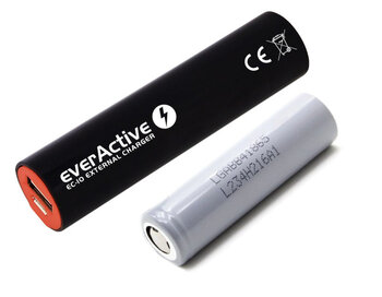 Power Bank: LG li-ion 18650 2600 mAh + ładowarka everActive EC-10