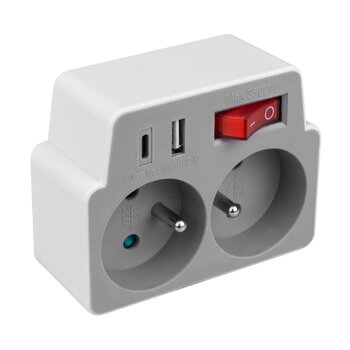 Rozgałęźnik 2 gniazda z uziem i wył + 2x USB DPM Rozgałęźnik 2 gniazda z uziem i wył + 2x USB DPM
