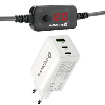 Uniwersalny zasilacz, selektor napięcia USB-C PD - DC 5V, 9V, 12V, 15V, 20V everActive AD-PD65 + ładowarka SC-655Q 65W Uniwersalny zasilacz, selektor napięcia USB-C PD - DC 5V, 9V, 12V, 15V, 20V everActive AD-PD65 + ładowarka SC-655Q 65W