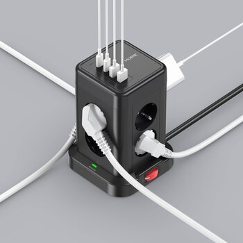 Wieżowa listwa zasilająca MORRE M413 12w1, 8 gniazd, 2x USB-C 15 W, 2x USB-A 12W, 2 m Wieżowa listwa zasilająca MORRE M413 12w1, 8 gniazd, 2x USB-C 15 W, 2x USB-A 12W, 2 m