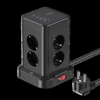 Wieżowa listwa zasilająca MORRE M413 12w1, 8 gniazd, 2x USB-C 15 W, 2x USB-A 12W, 2 m Wieżowa listwa zasilająca MORRE M413 12w1, 8 gniazd, 2x USB-C 15 W, 2x USB-A 12W, 2 m