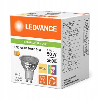 ZAR.LED 3,7W GU10 Ledvance Ciepła 3000K DIM (kąt świecenia 36 stopni) ZAR.LED 3,7W GU10 Ledvance Ciepła 3000K DIM (kąt świecenia 36 stopni)