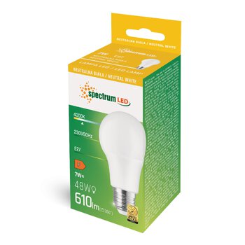 Żarówka LED 7W E27 bańka naturalna Spectrum WOJ13897 Żarówka LED 7W E27 bańka naturalna Spectrum WOJ13897