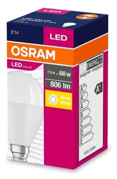 Żarówka LED OSRAM Kulka E14 7W LED VALUE CLASSIC P 60 Biała Ciepła 2700k