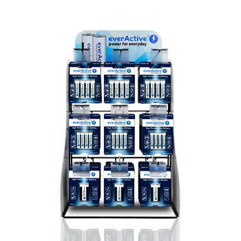 Zestaw baterii everActive Pro Alkaline 480szt LR6, 240szt LR03, 50szt 6LR61 + Ekspozytor / stojak everActive 9 haków Zestaw baterii everActive Pro Alkaline 480szt LR6, 240szt LR03, 50szt 6LR61 + Ekspozytor / stojak everActive 9 haków